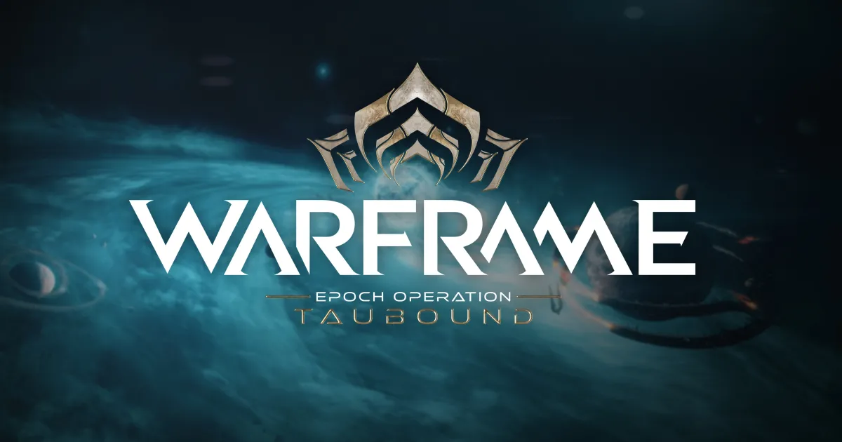 Ilustração editorial de um Warframe diante de uma nave Sentient em um cenário espacial
