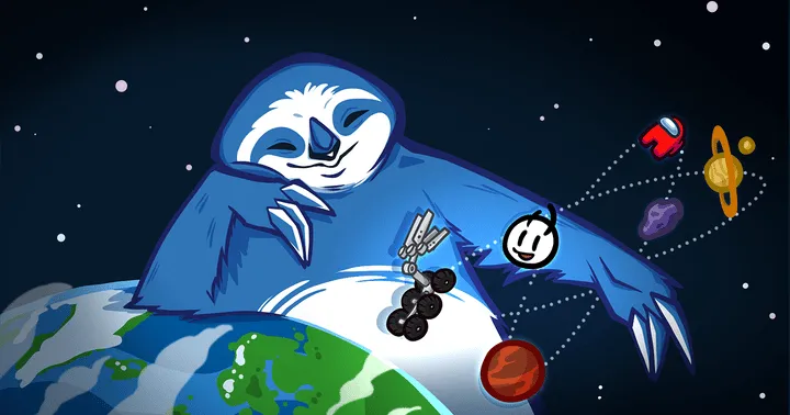 Ilustração editorial de um desenvolvedor indie analisando um contrato de financiamento